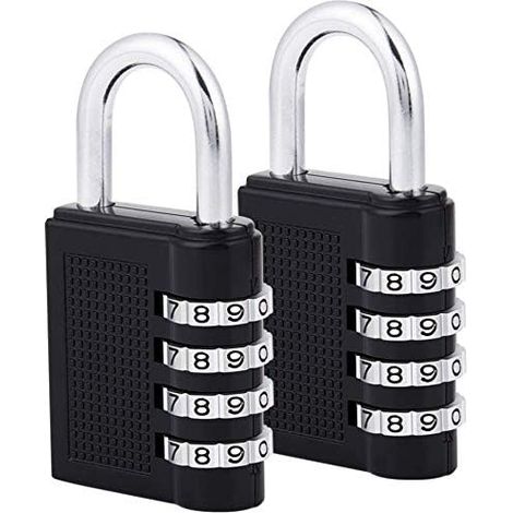Cadenas de gym à combinaison 4 chiffres (lot de 2, noir) (1/2)