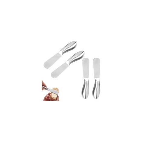 4-teiliges Butter- und Käsemesser-Set, Buttermesser aus Edelstahl, Küchenhelfer zum Schneiden und Verstreichen von Butter, Käse und Marmelade - Crezuo