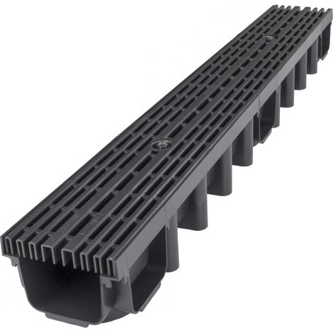 CANALE DI DRENAGGIO LINEARE 100098 CON GRIGLIA IN PP LINE A15 NERA - MX 01718-6