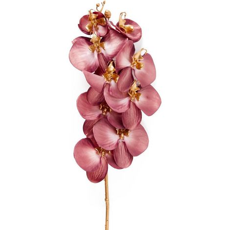 Ramo orchidea decorativo con stelo dorato in poliestere per decorazioni natalizie -Viola