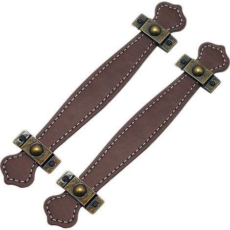 2pcs Vintage Leather Drawer Handles Brown Leather Suitcase Handles (1/5)