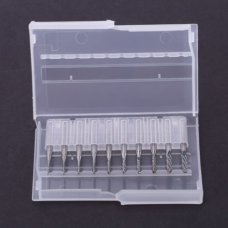 Lot de 10 fraises rotatives de 0,8 mm à 3,17 mm pour la gravure sur circuits imprimés et CNC (queue de 3,17 mm).
