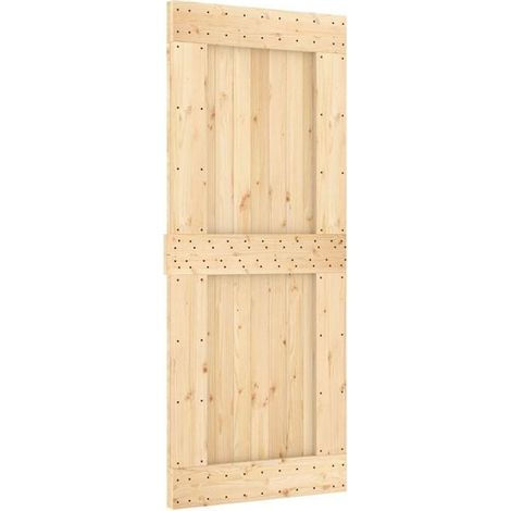 Porte coulissante NARVIK, naturelle et noire, 85 x 210 cm (213,5 cm)