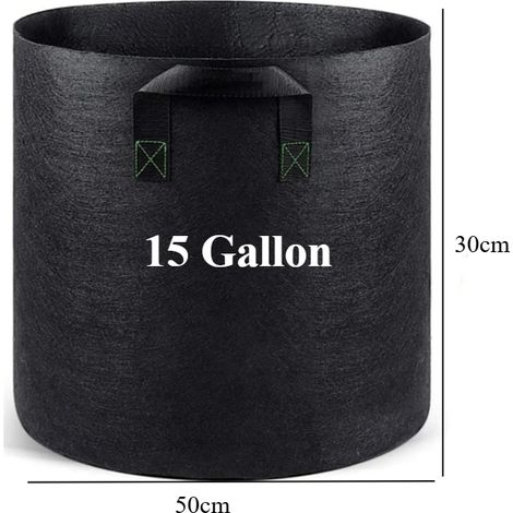 Sacs de culture pour plantes (15 gallons, 2 pièces) - Capacités disponibles - Sacs de culture épais en tissu non tissé avec poignées - Pots en tissu aéré (1/4)