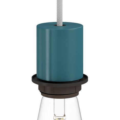 Kit douille E27 semi-filetée en métal avec serre-câble dissimulé Pétrole
