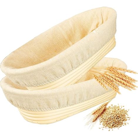 Banneton pour Pain Ovales de 25 cm, Panier de Fermentation Corbeille Ovale en Rotin Durable la Cuisson, les Accessoires Pâtisserie (1/5)