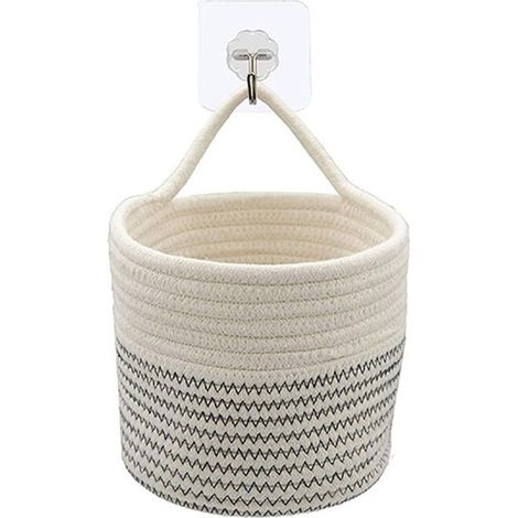 Panier suspendu en corde de coton, panier de rangement, pot de fleurs suspendu, panier décoratif pour couvertures, salon, buanderie, chambre d'enfant