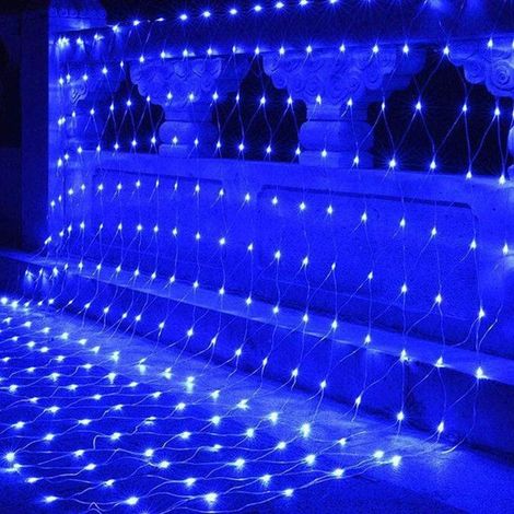 1 Guirlande lumineuse LED 3x2m, 320 LEDs, Bleu, 8 modes, IP44, Prise 220V, Intérieur Extérieur