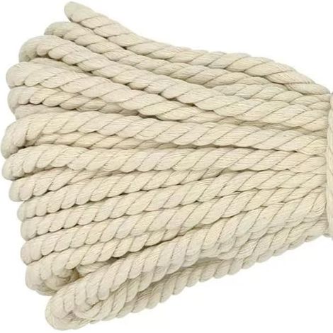 Corde de macramé, corde épaisse, grosse corde tressée en coton, 8 mm x 20 m beige (1/5)