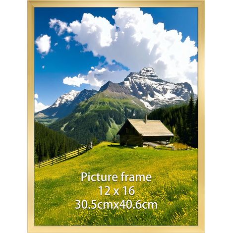 Cadre 30x40 cm Doré, Adapté pour Posters, Photos et Puzzles, Grand Cadre pour Salon, Bureau, Galerie Affichage Mural (1/5)