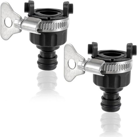 (noir, 2 pièces)Robinet connecteur de tuyau universel, adaptateur de robinet pour jardin cuisine salle de bain réglable, raccord de robinet de tuyau d'arrosage intérieur et extérieur (1/5)
