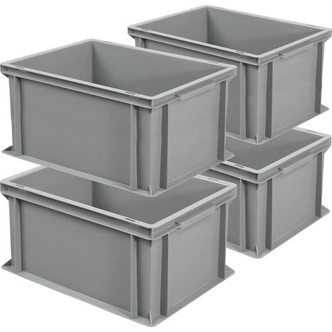 BRB 4 récipients Euro avec 2 poignées, 400 x 300 x 220 mm, 21 l, gris