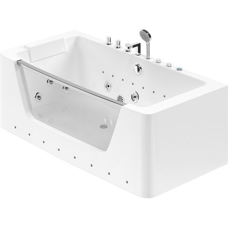 Vasca idromassaggio con vetri semi freestanding a LED DYONA - 1 posto - 260L - 85x170x58cm - Bianca