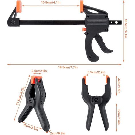8Pcs Serres Joints Rapide Serre Joint en Forme Pince Ressort Pince de Barre Rapides à Cliquet de Serrage pour Boiseries et D'artisanat Opération à une Main (4 Pouces) GROOFOO (1/4)