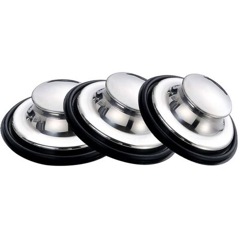Spülbeckenstöpsel, Edelstahl-Küchenspülenstöpsel, großer, breiter Rand, 85 mm Durchmesser (3er-Pack)