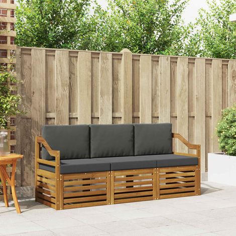 Sofagarnituren 3 pcs Natur und Anthrazit Massivholz Akazie