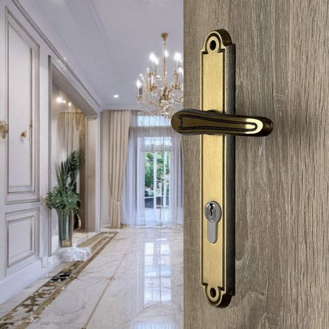 Ouvre&Déco – Poignées de porte VANESSA laiton patiné – Entraxe 195 mm – Compatible avec serrures à relevage – Prise en main confortable (1/5)