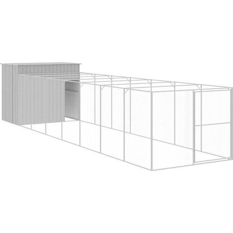 Maison Exclusive - Hundehütte mit Auslauf Hellgrau 214x865x181 cm
