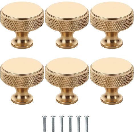 (6 runde goldene Schrankgriffe), goldene Möbelgriffe, Küchenschrankgriffe, Schubladengriffe, Griffe mit einem Loch (1/5)