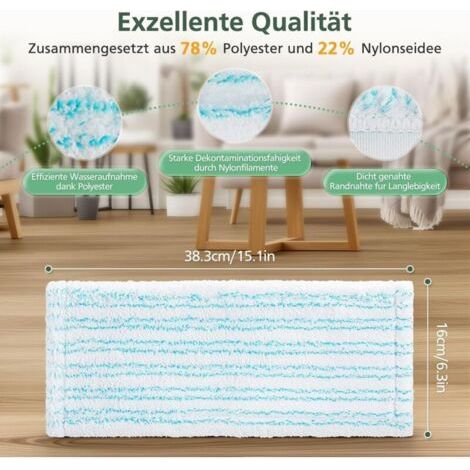 Lot de 6 housses de rechange pour balai d'essuie-glace Leifheit Clean Twist M Ergo Micro Duo/Power Clean M - Pour tous les types de sols - Efficace et absorbante - En microfibre - Pour enlever les (1/3)
