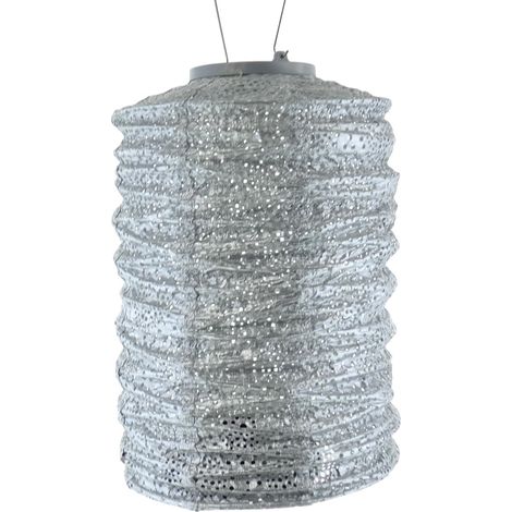 LUMIZ Lampion Solarlampe Cylinder 18 Occult Silver silberfarben Ø 18 cm - Tyvek® (1/5)