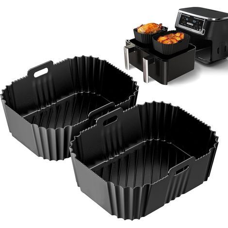 Airfryer-Formen, wiederverwendbares Silikon, Ninja-Doppelstapelzubehör, ergonomische Griffe, mikrowellengeeignet (1/5)