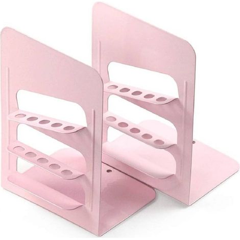 Trade Shop - Set mit 2 Buchstützen aus Metall mit verstellbarem Stifthalter, Bücherregal-Stütze - (1/5)