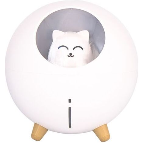 Humidificateur d'air USB chat LED 7 couleurs – Modes brouillard continu et indirect – Arrêt automatique après 5h – Atmosphère apaisante (1/5)