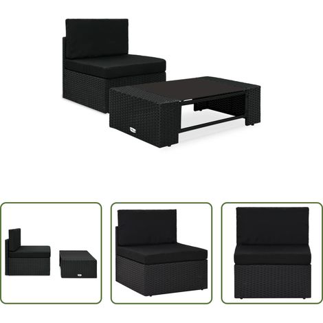 vidaXL Gartenlounge -  2-tlg. Garten-Lounge-Set Poly Rattan Schwarz