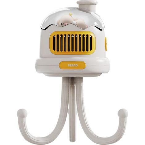 Ventilateur portable pour poussette bébé rechargeable USB, mini ventilateur à forme créative avec veilleuse intégrée, structure de fixation enveloppante pour usage extérieur et sorties familiales (1/5)