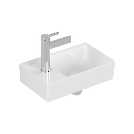 Villeroy & Boch Avento - Lave-mains 36x22 cm, sans trop-plein, un trou de robinetterie à gauche, CeramicPlus, blanc alpin 43003RR1 (1/5)