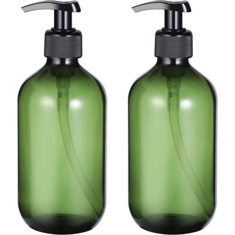 Lot de 2 500 ml Pompe Bouteille Shampooing Pompe Bouteilles Rechargeable Vide Ambre Pet Plastique Lavage Douche Distributeur (1/5)