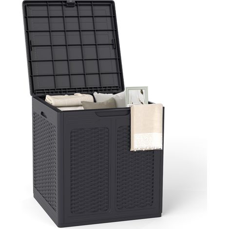 COSTWAY 145L Deck Box Weatherproof Patio Container with Lockable Lid-Brown (1/5)