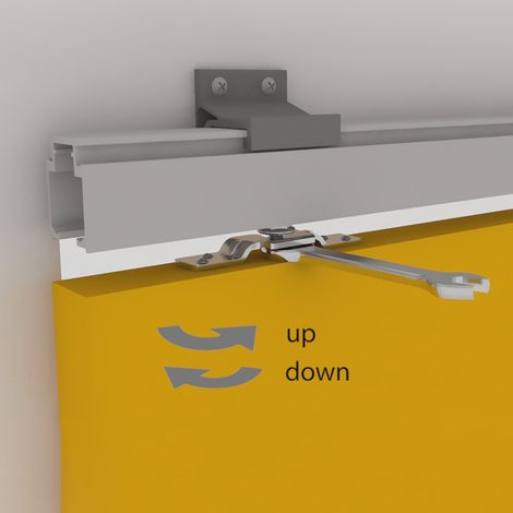 Emuca Kit di sistema scorrevole Railway per ante scorrevoli in legno appese e chiusura ammortizzata, 80 kg, Alluminio, Anodizzato opaco