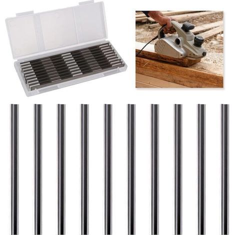 10 Pièces Lame Rabot Electrique, Lame Rabot 82mm, Compatibles avec Makita, Bosch, Hitachi, Idéales pour Menuiserie et Bricolage(82 x 5.5 x 1.2mm)