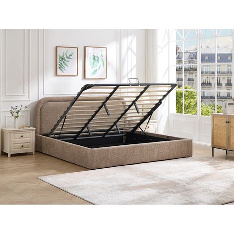 Lit coffre 180 x 200 cm - Tissu bouclette - Taupe – FIDOZIA (1/4)