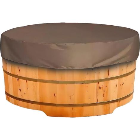 Couverture de Spa Ronde, Extérieur Piscine à remous, Bâche Protection pour Piscine, Contre Le Vent, UV, Gardez-Le Propre et Bien rangé(210 30cm) café 21030cm (1/5)