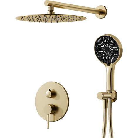 Colonne de Douche Encastré, Systèmes de Douche en Or, Tête de Douche 40 cm (1/5)