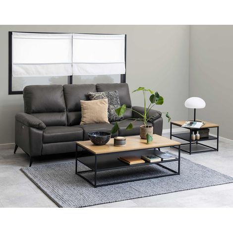 Salida - table basse - effet bois et métal noir - 120 cm (1/5)