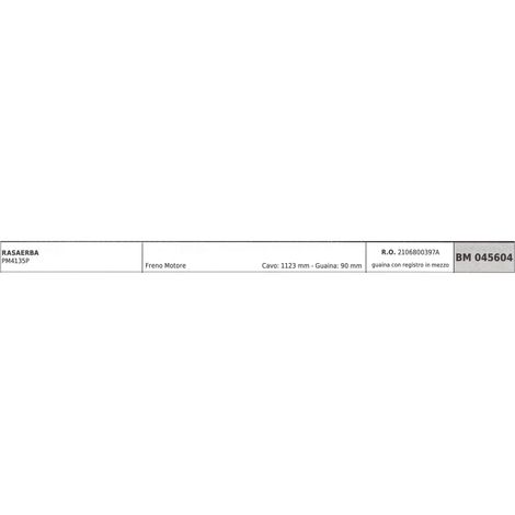 Cable freno motor MOWOX cortacésped PM4135P cable 1123 mm funda 90 mm con registro