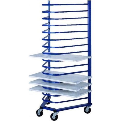 PROVOST - Chariot multi-niveaux emboîtable Provost - 15 niveaux en acier bleu époxy