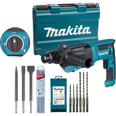 Makita HR2670 110v SDS Plus 3 Mode Rotary Hammer Drill + 9 Piece Bit Set Point (1/5)