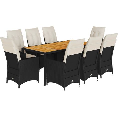 Maison Exclusive - 9-tlg. Garten-Essgruppe mit Kissen Schwarz Pol (1/5)