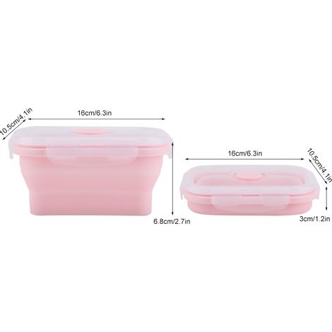 500 ml faltbare, pinkfarbene Silikon-Lunchbox, tragbar und mikrowellengeeignet, praktischer Lebensmittelbehälter (1/5)