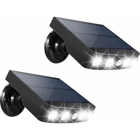 4 luces solares LED para exteriores con panel solar de alta potencia de 2 W, detector de movimiento, luz de seguridad inalámbrica ajustable de 360° para jardín (juego de 2) (1/5)