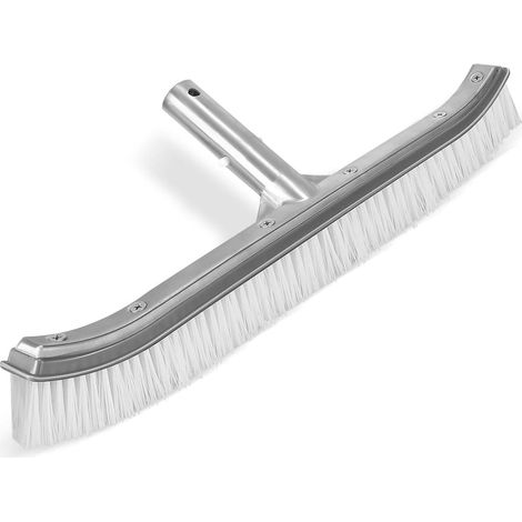 Brosse de nettoyage de piscine, 117 cm, aluminium, nylon, poils, pour parois, fond, marches et carrelage-AquaForge (1/5)
