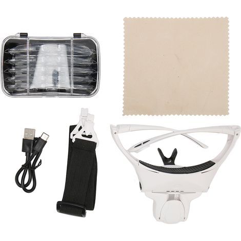 Loupe frontale 1 à 3,5x avec 5 lentilles et 4 LED, mains libres ergonomique pour travaux de précision famille. (1/5)