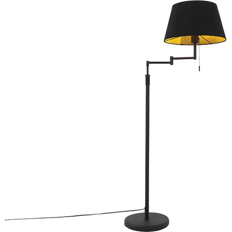 Floor Lamp Black with Black Lampshade and Adjustable Arm - Ladas Deluxe (1/5)