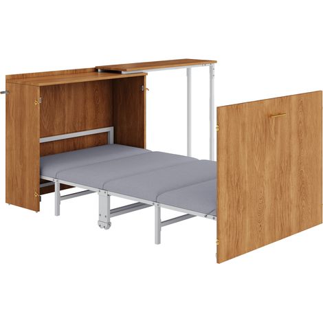 Letto a scomparsa 90 x 200 cm con scrivania girevole e materasso MODENUIT (1/5)