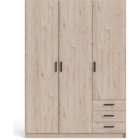 Spell Kleiderschrank 3 Türen und 3 Schubladen Hickory-Dekor. (1/5)